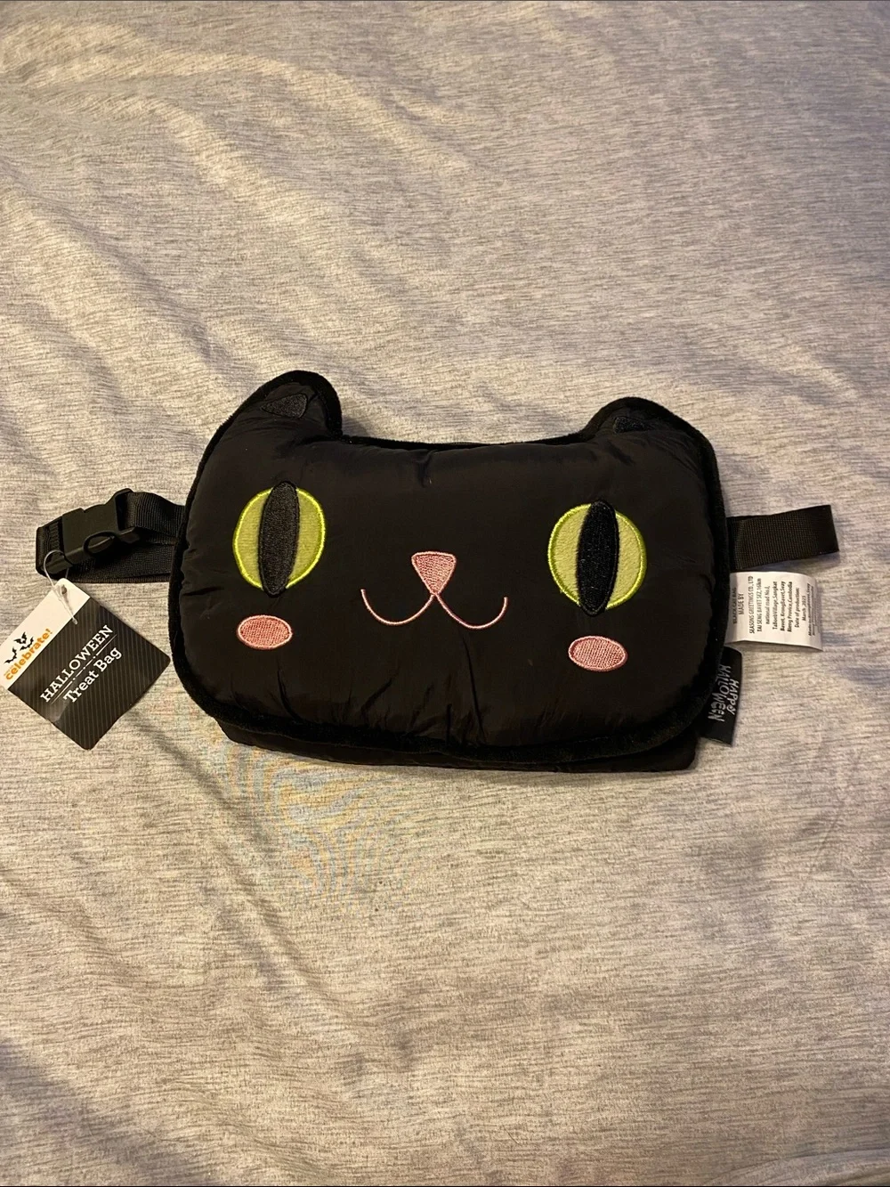 Way To Celebrate Halloween Treat Bag Fanny Pack Waist Bag Black Cat NWT